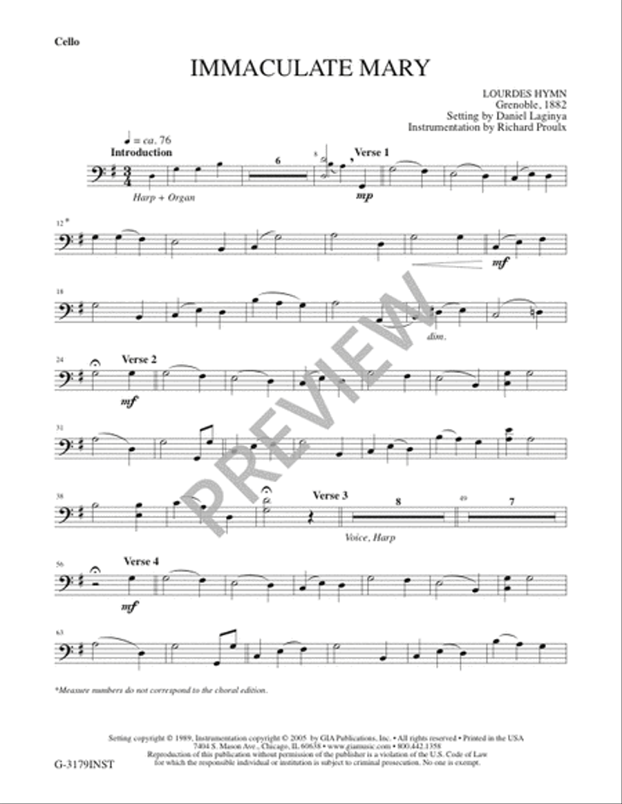 Immaculate Mary - Instrument edition Cello scores gallery preview page 8