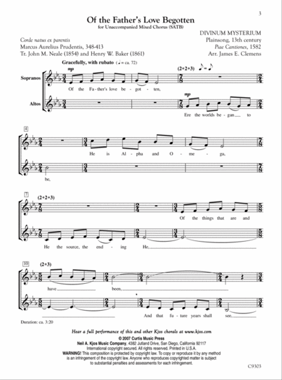 Of the Father's Love Begotten 4-Part scores gallery preview page 3