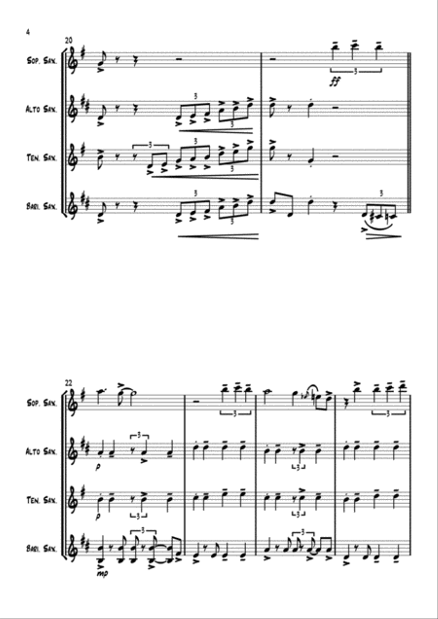 Isn't She Lovely Saxophone Quartet scores gallery preview page 5