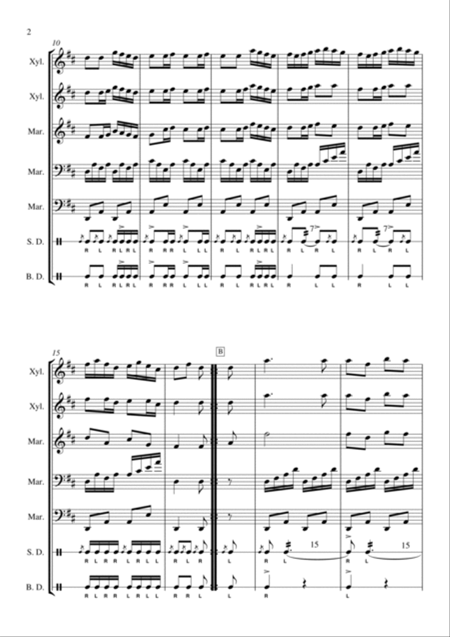 The Downfall of Paris for percussion septet Marching Band scores gallery preview page 2