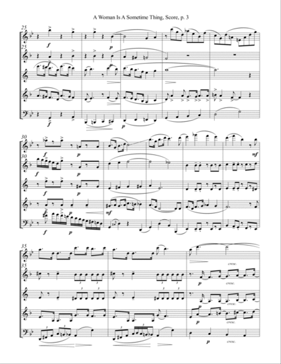 A Woman Is A Sometime Thing Woodwind Quintet scores gallery preview page 3