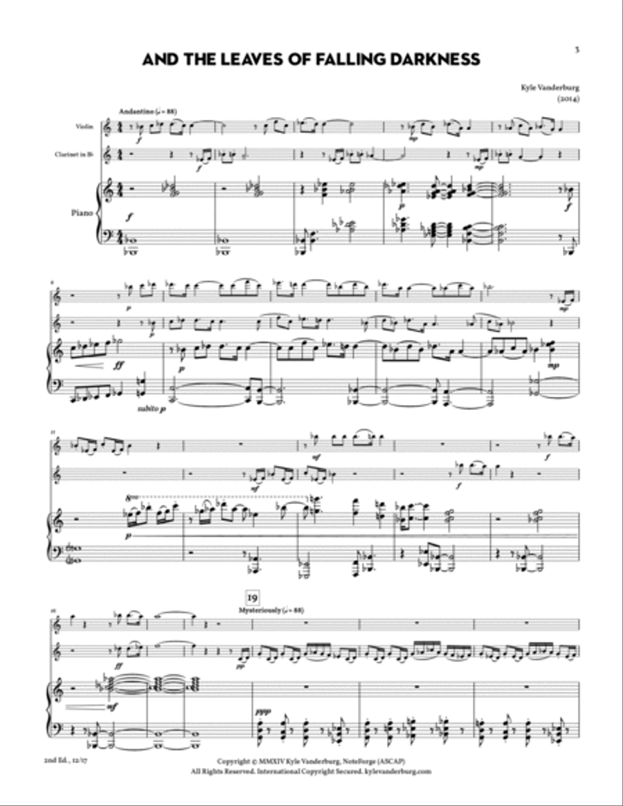 and the Leaves of Falling Darkness Clarinet scores gallery preview page 5