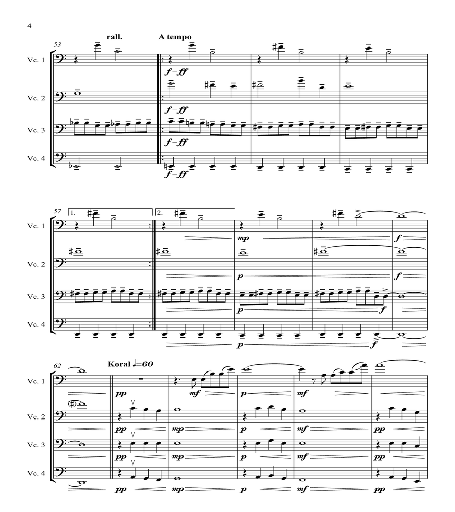 Koral & Vocalise for cello quartet image number null