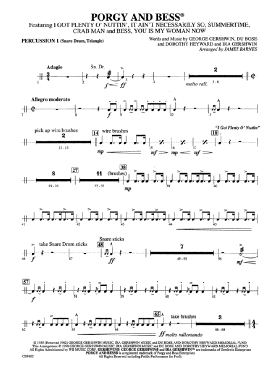 Porgy and Bess® (Medley): 1st Percussion Concert Band scores gallery preview page 1