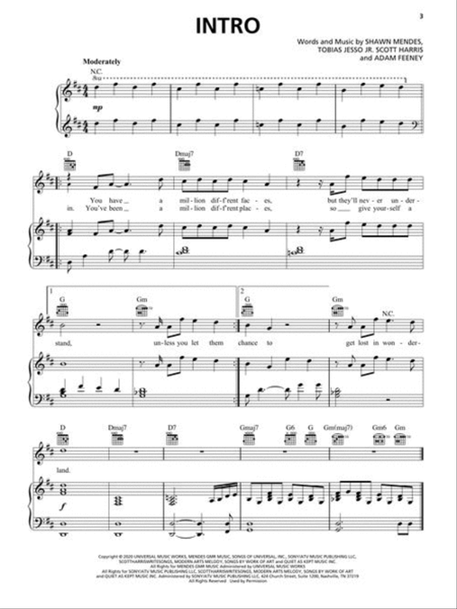 Shawn Mendes – Wonder Piano, Vocal, Guitar scores gallery preview page 4