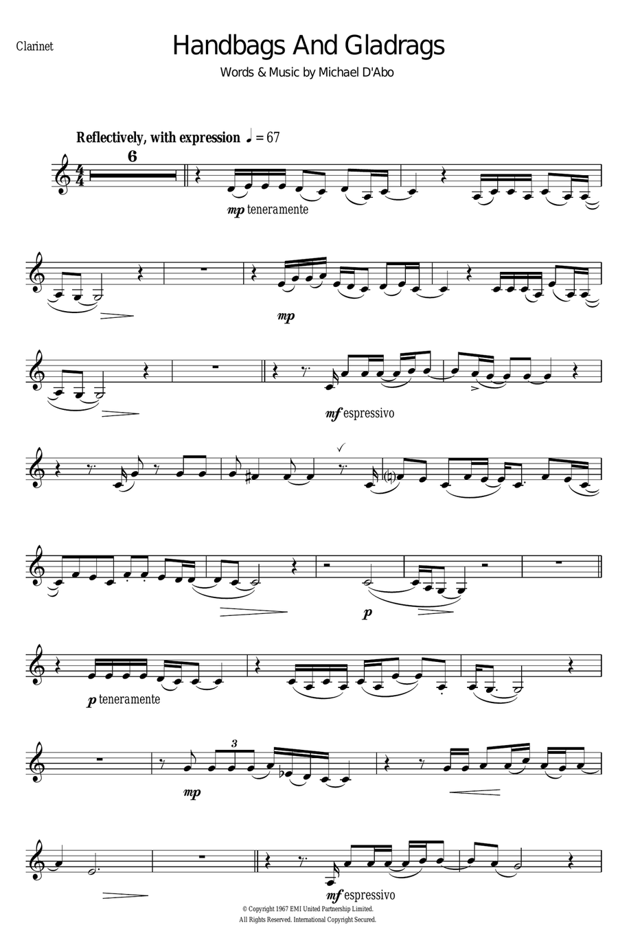 Handbags And Gladrags Handbags And Gladrags Clarinet Solo scores gallery preview page 1