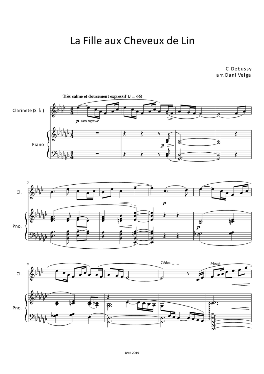 The Girl with the Flaxen Hair (Clarinet and Piano) Clarinet Solo scores gallery preview page 4