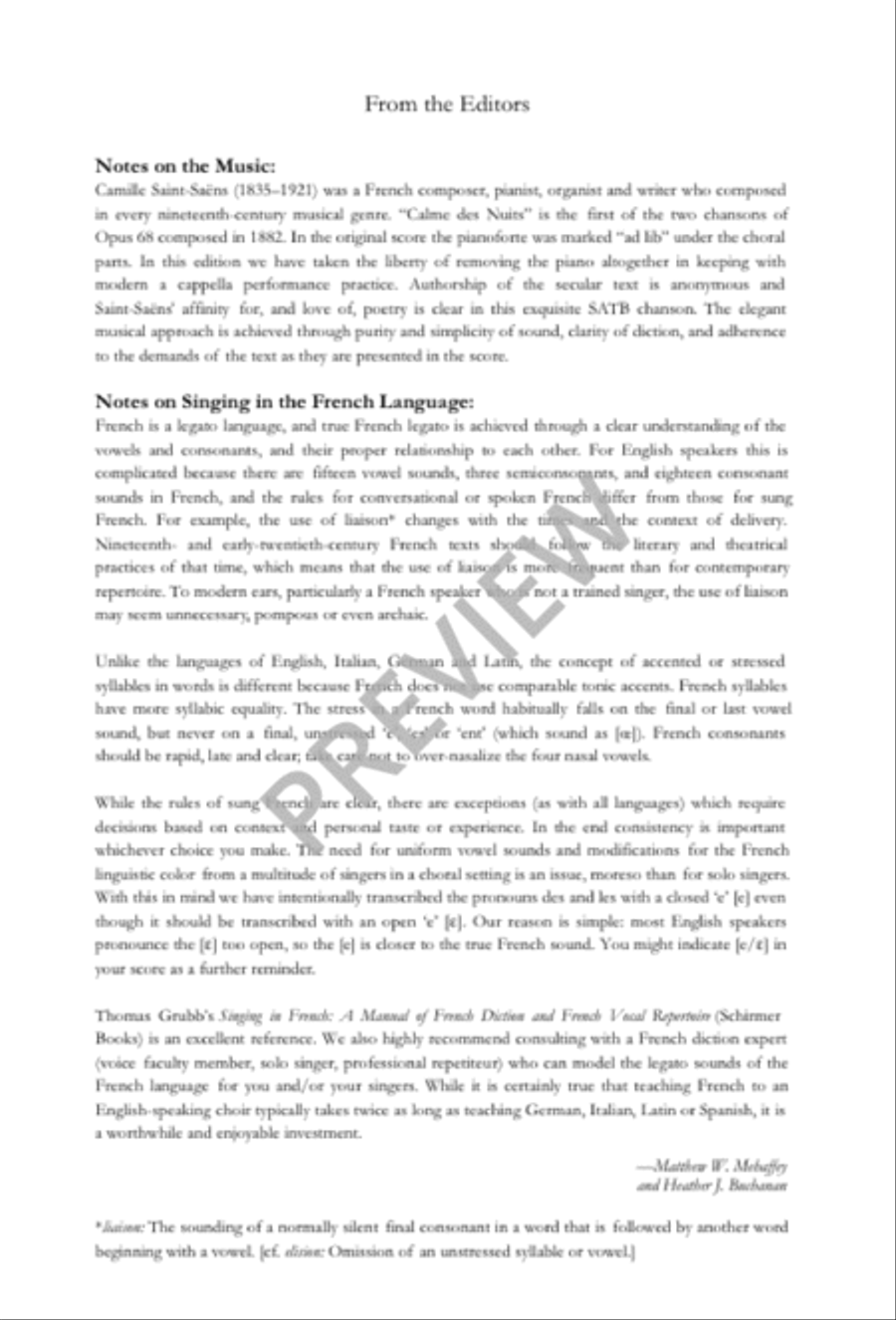 Calme des Nuits Calme des Nuits 4-Part scores gallery preview page 2