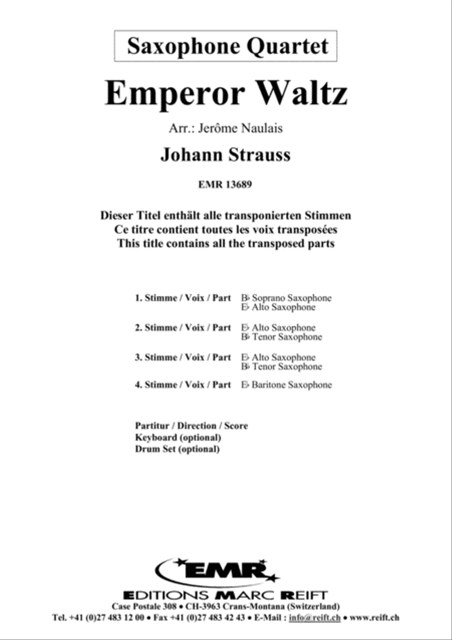 Emperor Waltz Saxophone Quartet scores gallery preview page 2