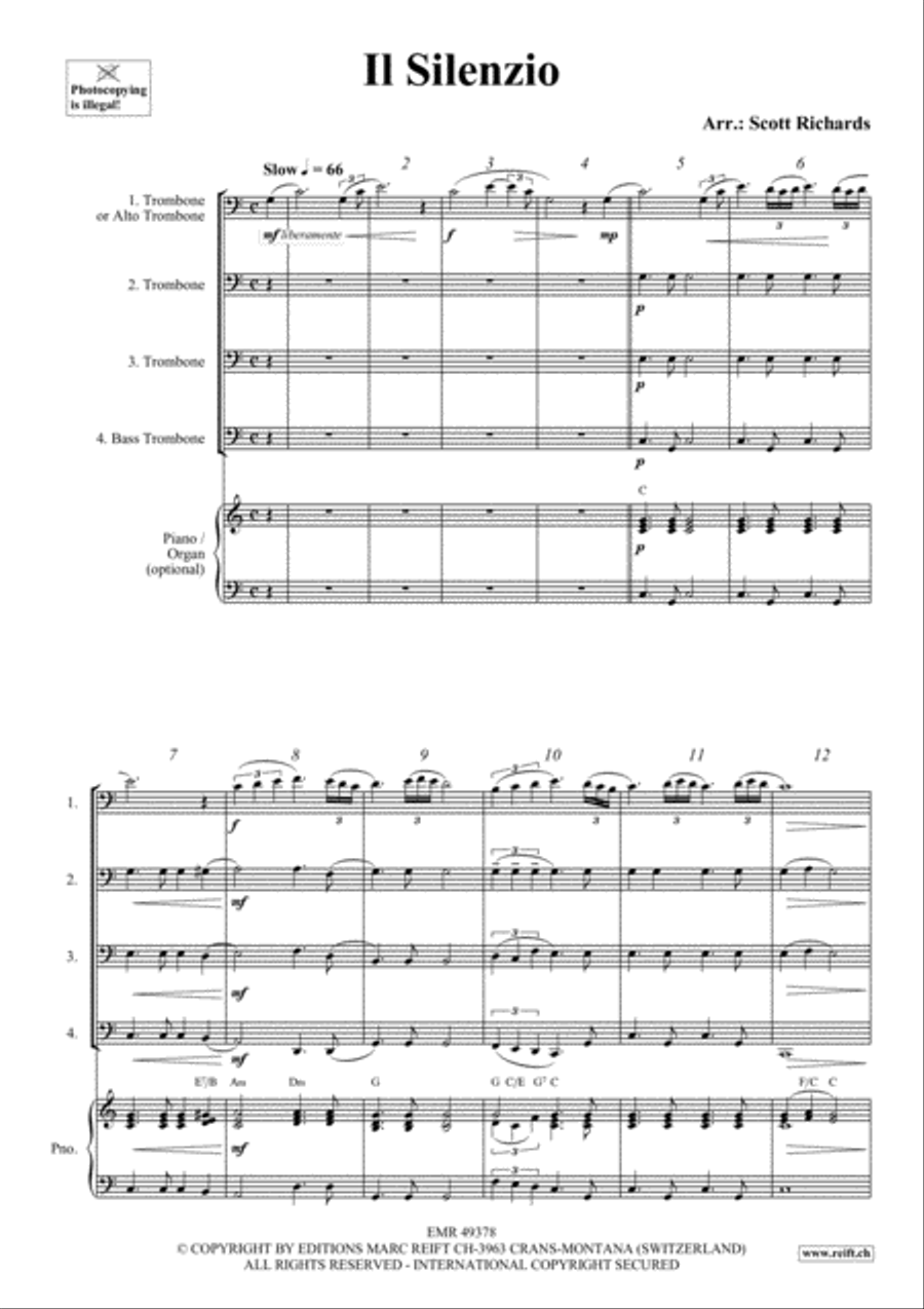 Il Silenzio Trombone Quartet scores gallery preview page 3