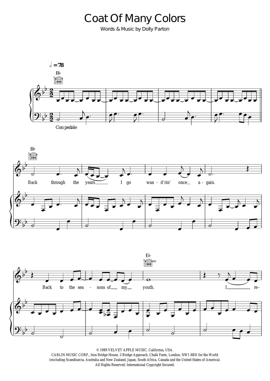 Coat Of Many Colors Piano, Vocal, Guitar scores gallery preview page 1