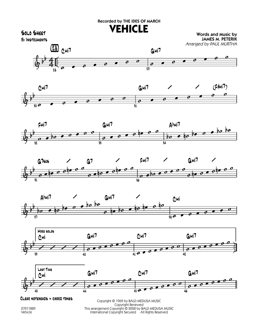 Vehicle - Bb Solo Sheet Jazz Ensemble scores gallery preview page 1