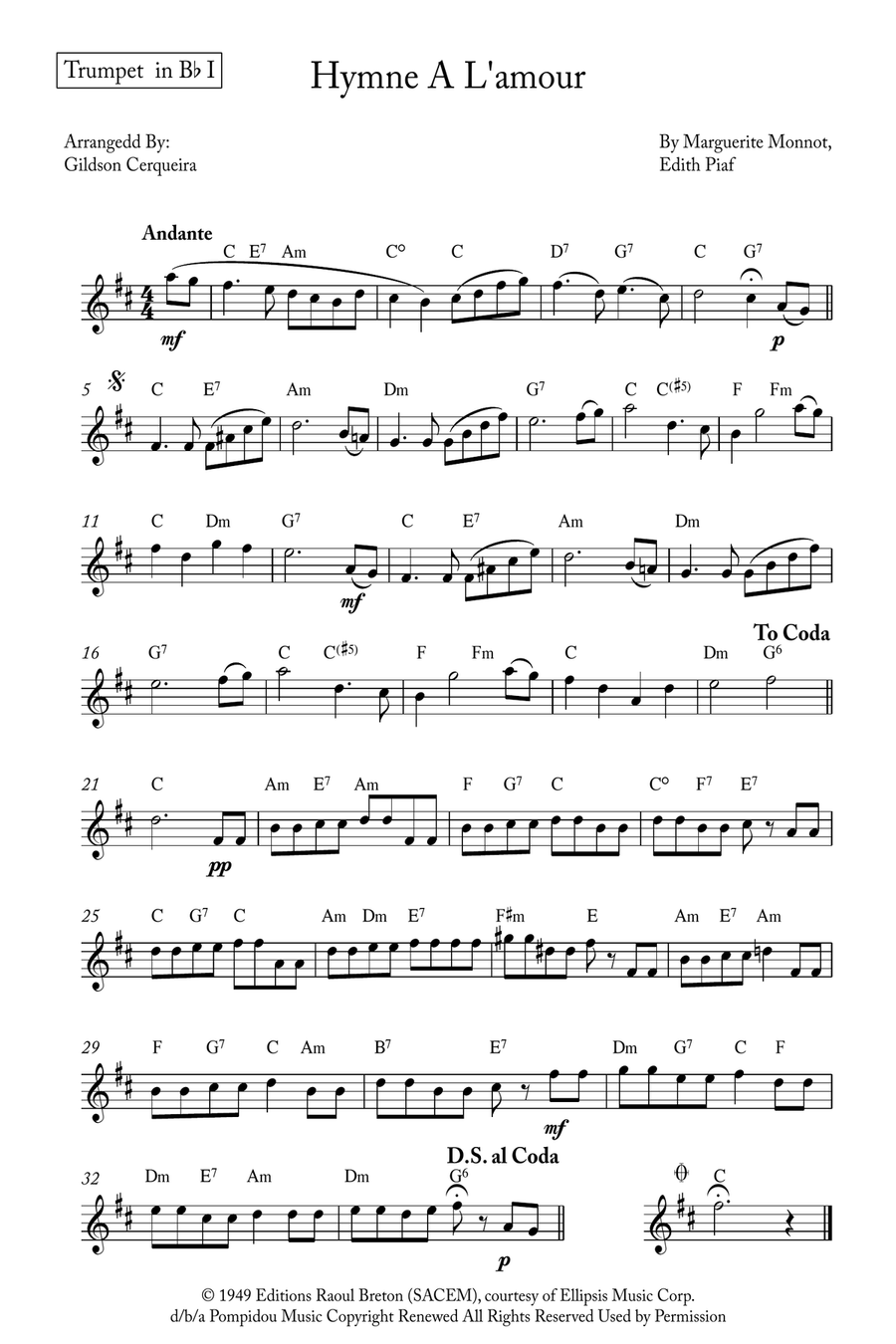 Hymne A L'amour Brass Quintet scores gallery preview page 6