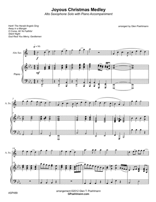 JOYOUS CHRISTMAS MEDLEY for ALTO SAXOPHONE with Piano (5 carol medley)