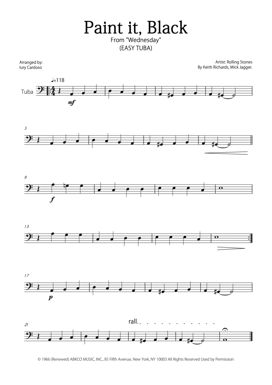 Paint It, Black Tuba scores gallery preview page 1