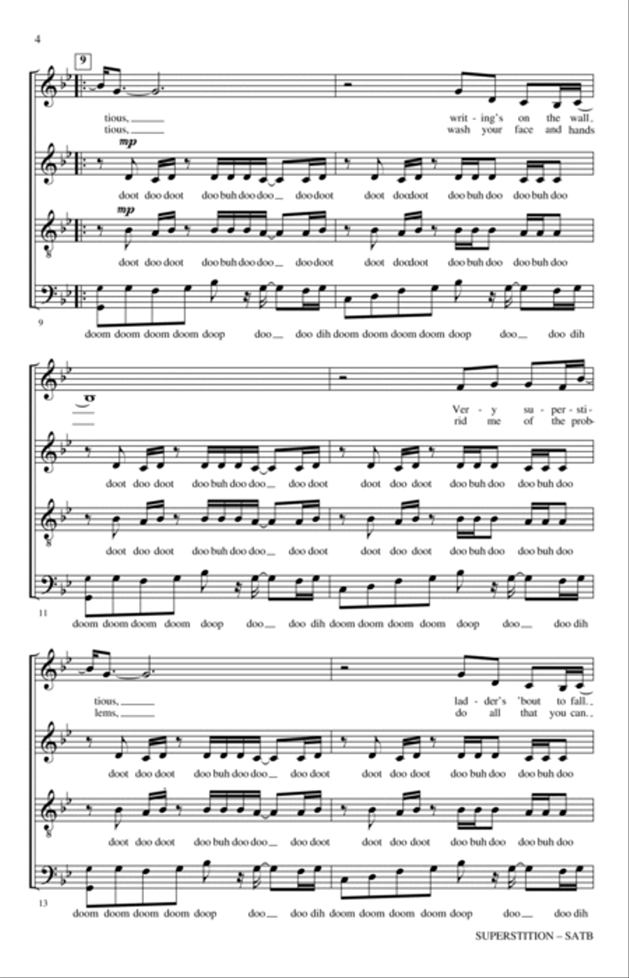 Superstition (arr. Paul Langford) 4-Part scores gallery preview page 2