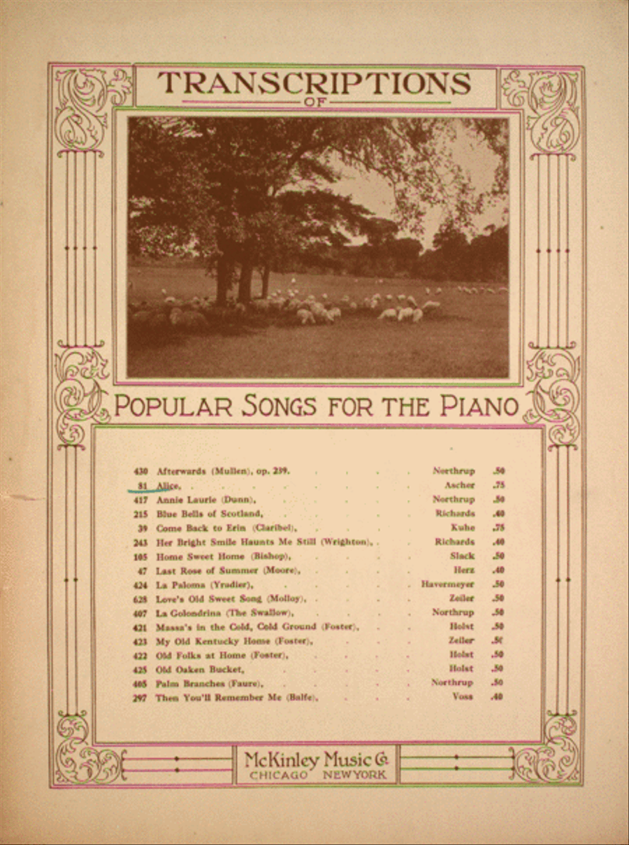 Alice Piano Solo scores gallery preview page 1