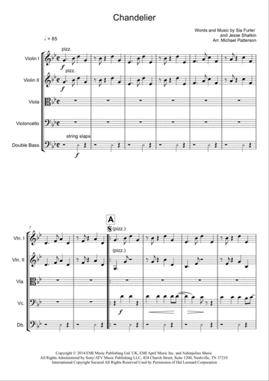 Chandelier Chandelier String Orchestra scores gallery preview page 1