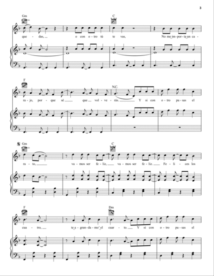 Felices Los 4 Piano, Vocal, Guitar scores gallery preview page 3