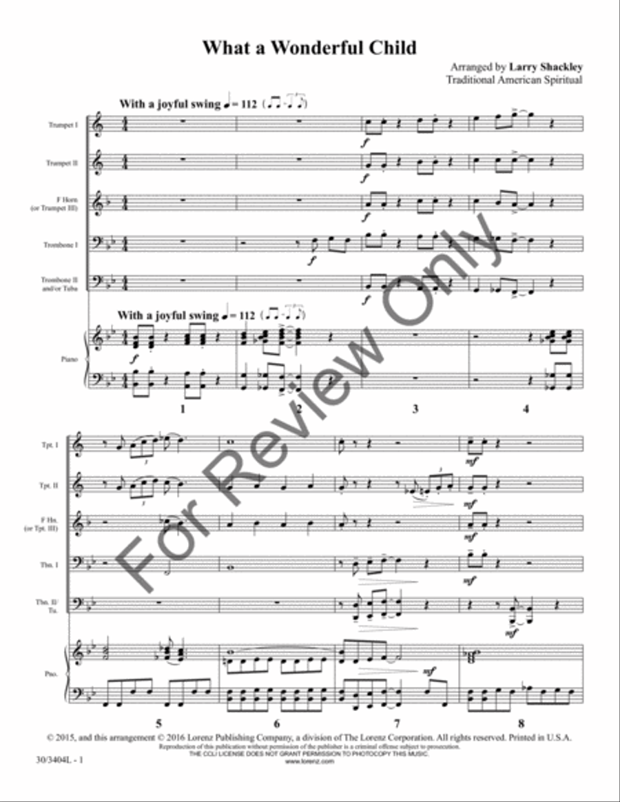 What a Wonderful Child What a Wonderful Child Brass Ensemble scores gallery preview page 2