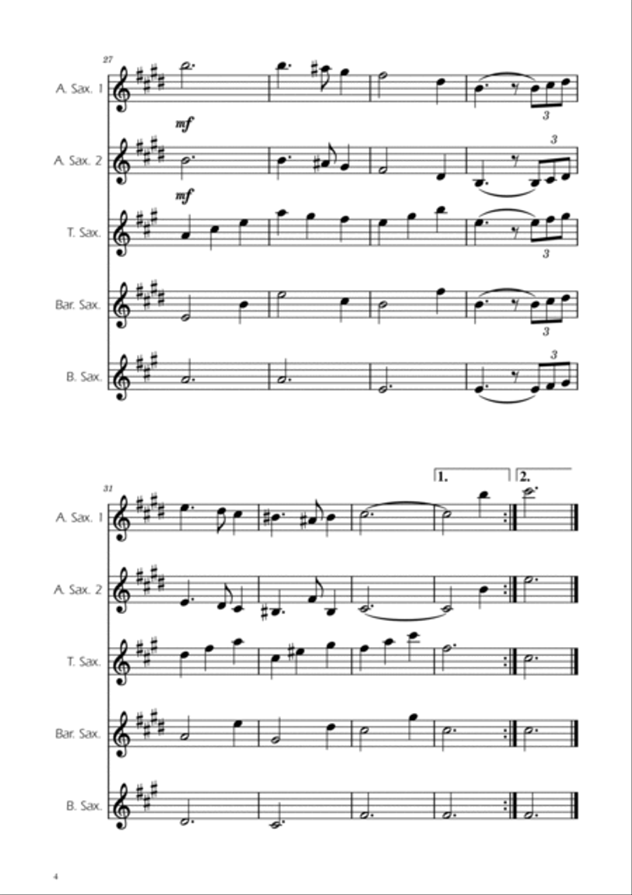Greensleeves - Sax Quintet AATB Saxophone Quintet scores gallery preview page 4
