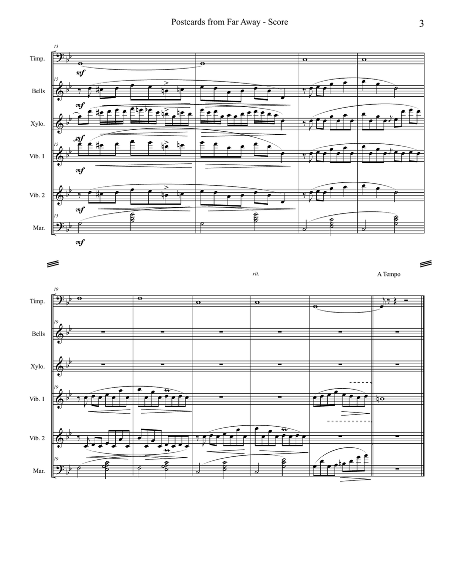 Postcards From Far Away Percussion Ensemble scores gallery preview page 3