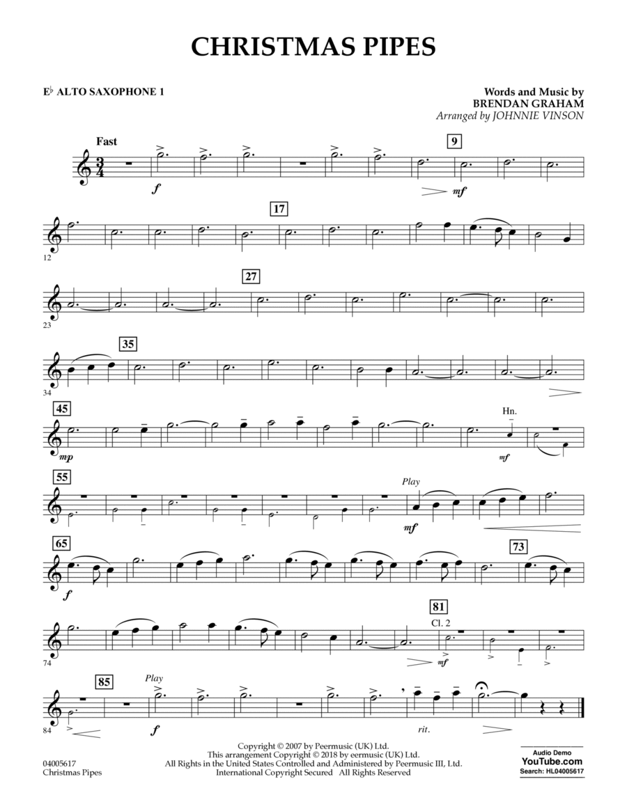 Christmas Pipes - Eb Alto Saxophone 1
