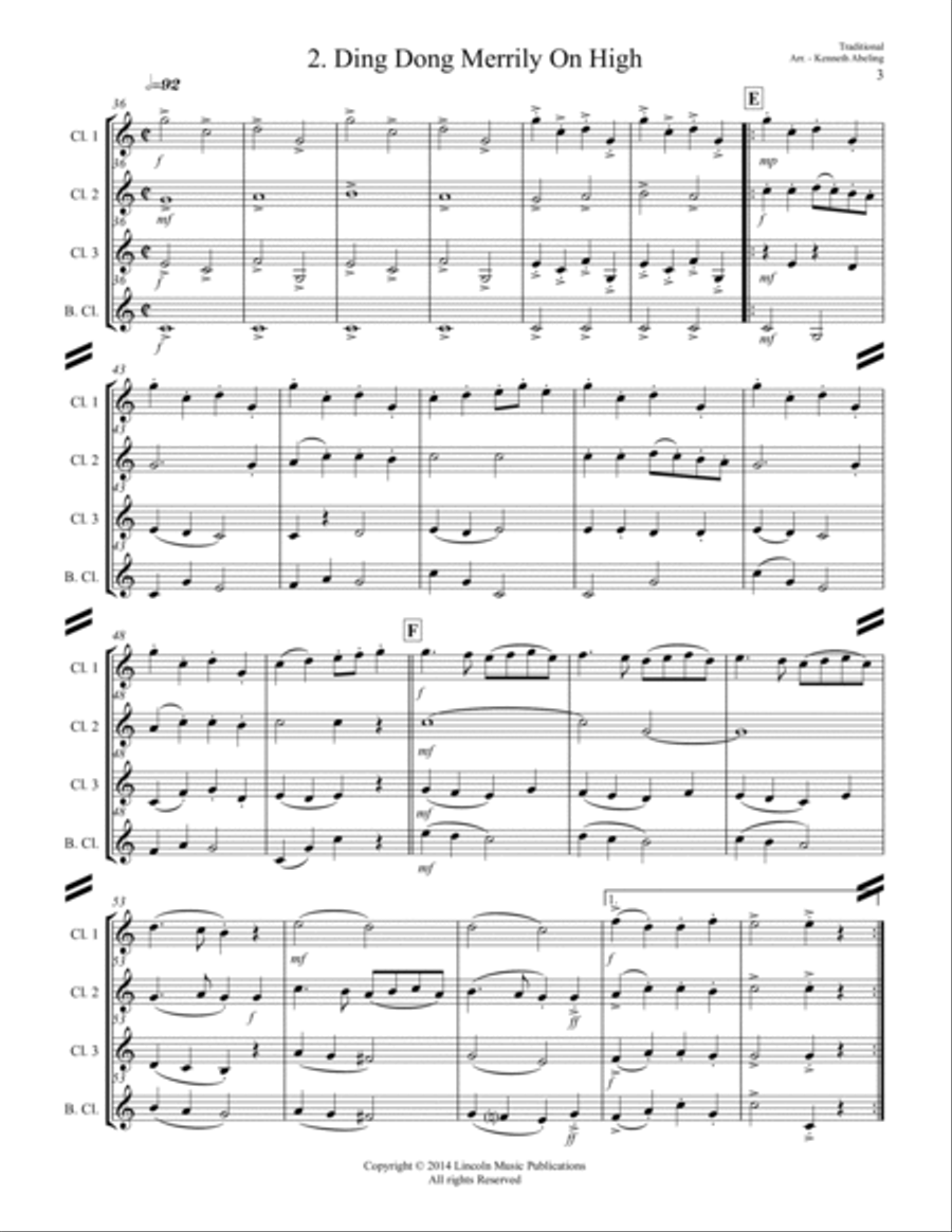 20 Traditional Christmas Carols Volume II (for Clarinet Quartet) Clarinet Quartet scores gallery preview page 4