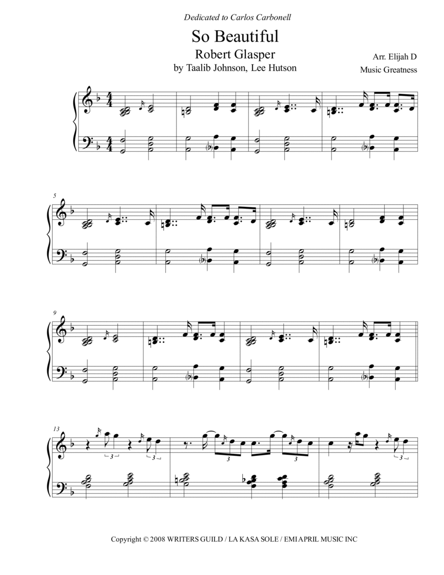 So Beautiful Piano Solo scores gallery preview page 1