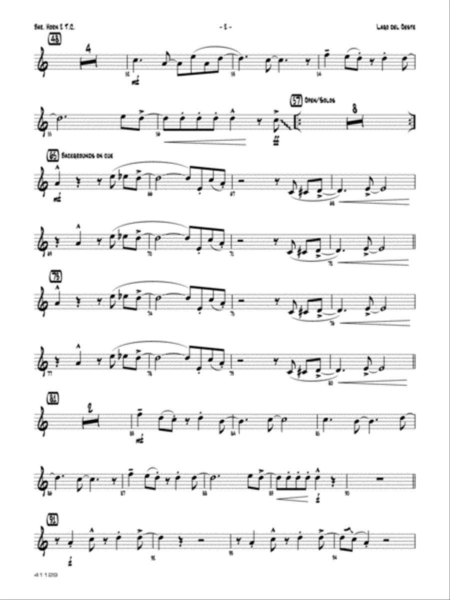 Lago del oeste: 2nd Baritone T.C. Jazz Ensemble scores gallery preview page 2