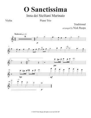 Book cover for O Sanctissima (Piano Trio) Violin part