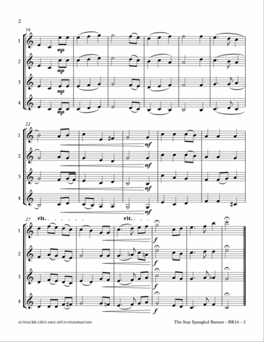 Star Spangled Banner (National Anthem) Brass Ensemble scores gallery preview page 5