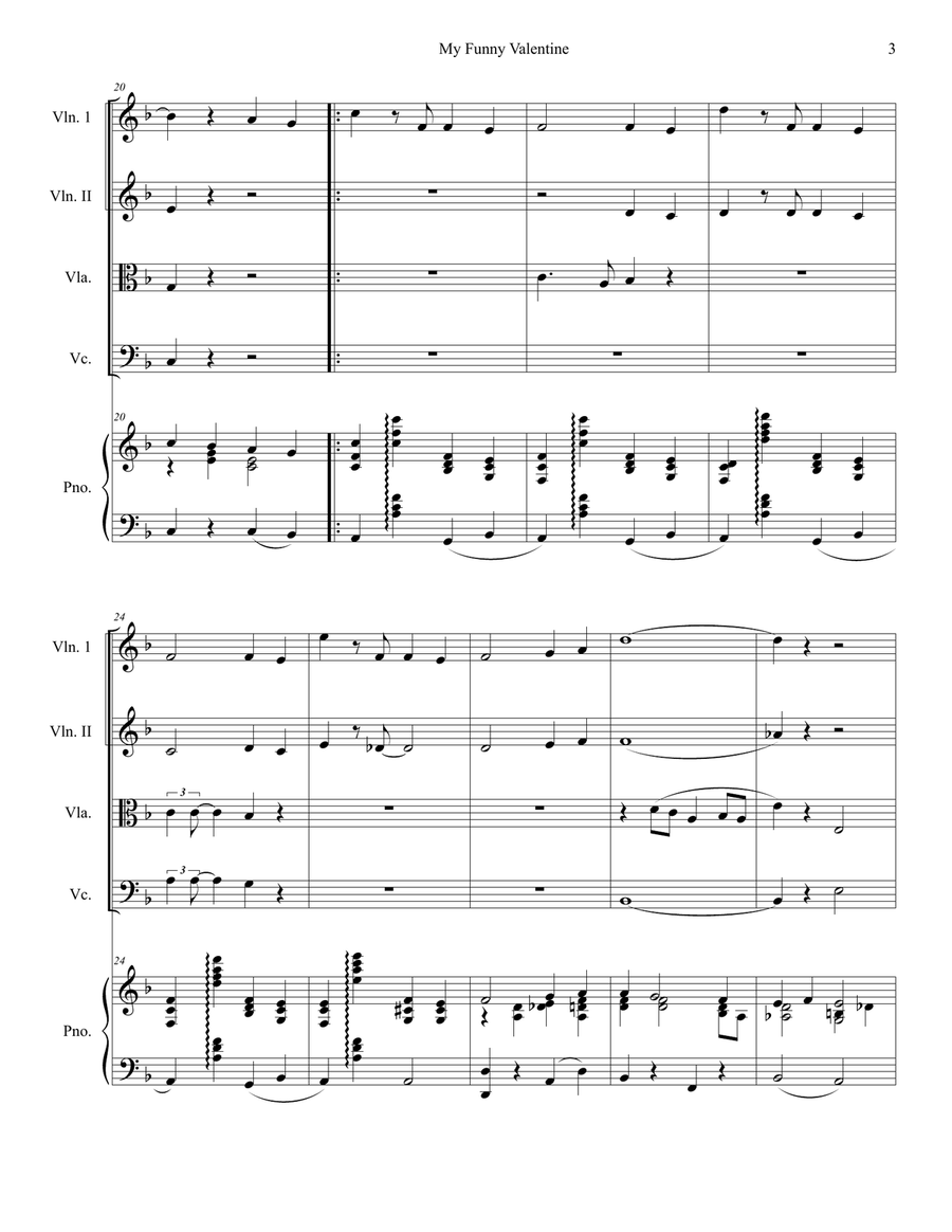 My Funny Valentine Piano Quintet scores gallery preview page 3