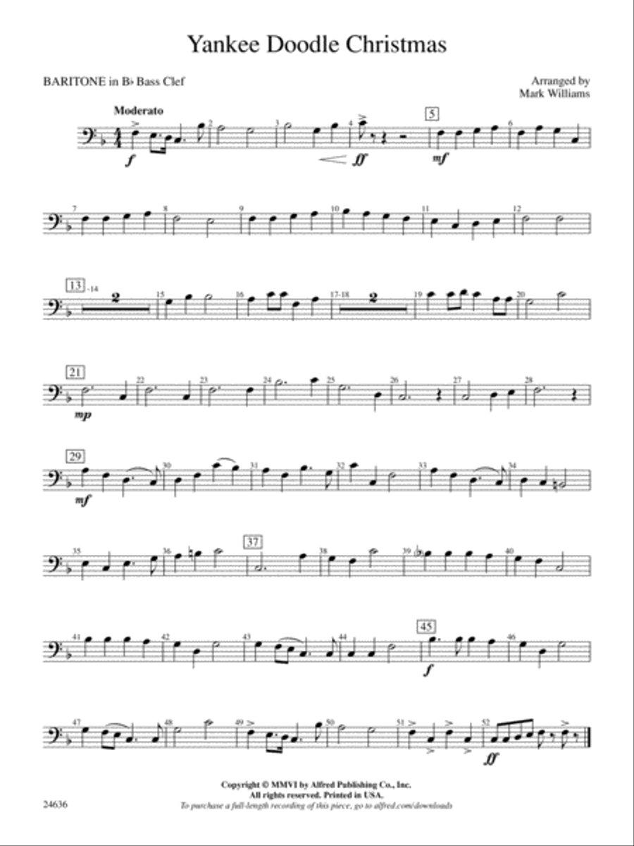 Yankee Doodle Christmas: (World Part) B-flat Baritone B.C. Concert Band scores gallery preview page 1