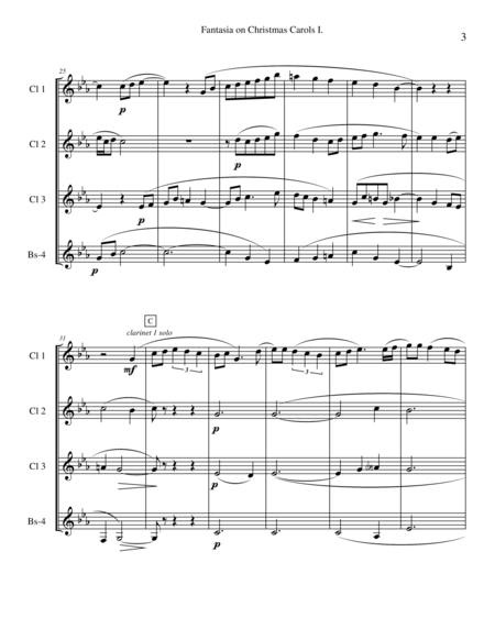 Vaughan Williams - Fantasia on Christmas Carols I for Clarinet Quartet image number null