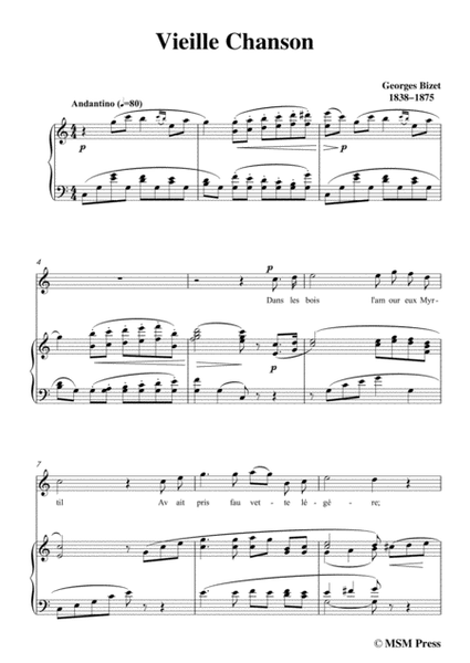 Bizet-Vieille Chanson in C Major,for voice and piano image number null