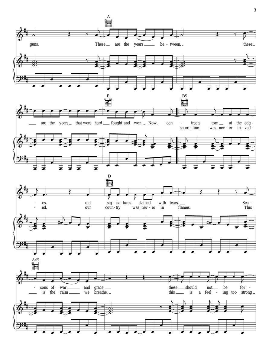 Forgotten Years Piano, Vocal, Guitar scores gallery preview page 3