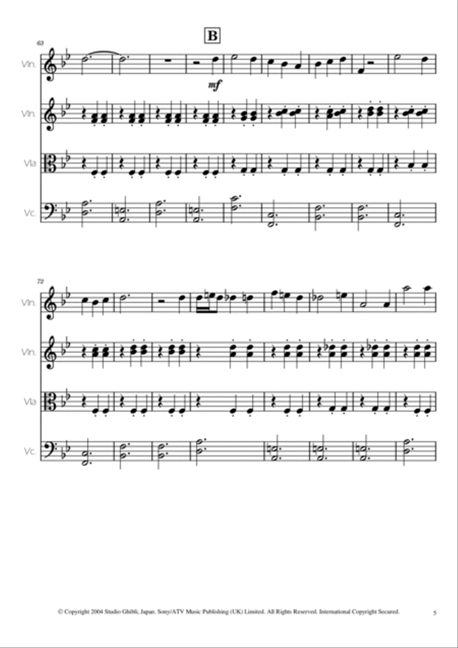 Merry-go-round Of Life String Quartet scores gallery preview page 5