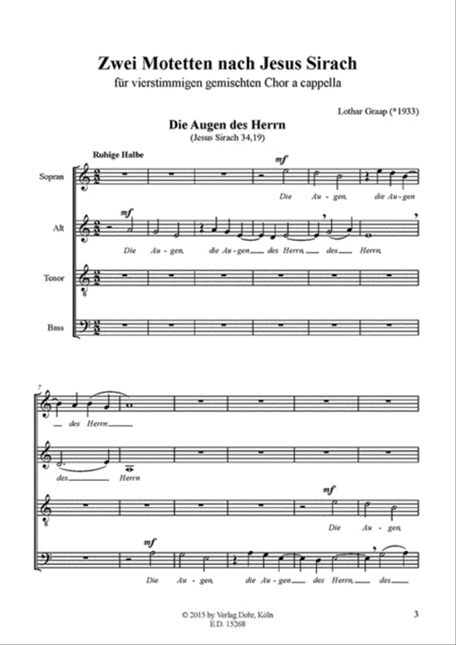 Zwei Motetten nach Jesus Sirach für vierstimmigen gemischten Chor a cappella 4-Part scores gallery preview page 2