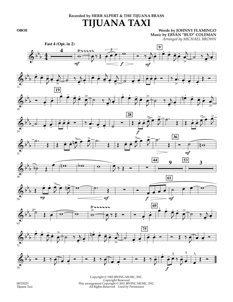 Tijuana Taxi - Oboe Tijuana Taxi - Oboe Concert Band scores gallery preview page 1