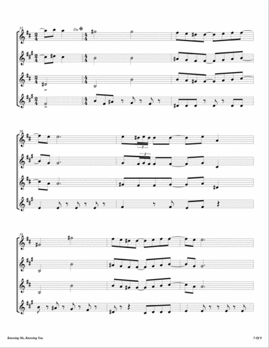 Knowing Me, Knowing You Woodwind Quartet scores gallery preview page 6