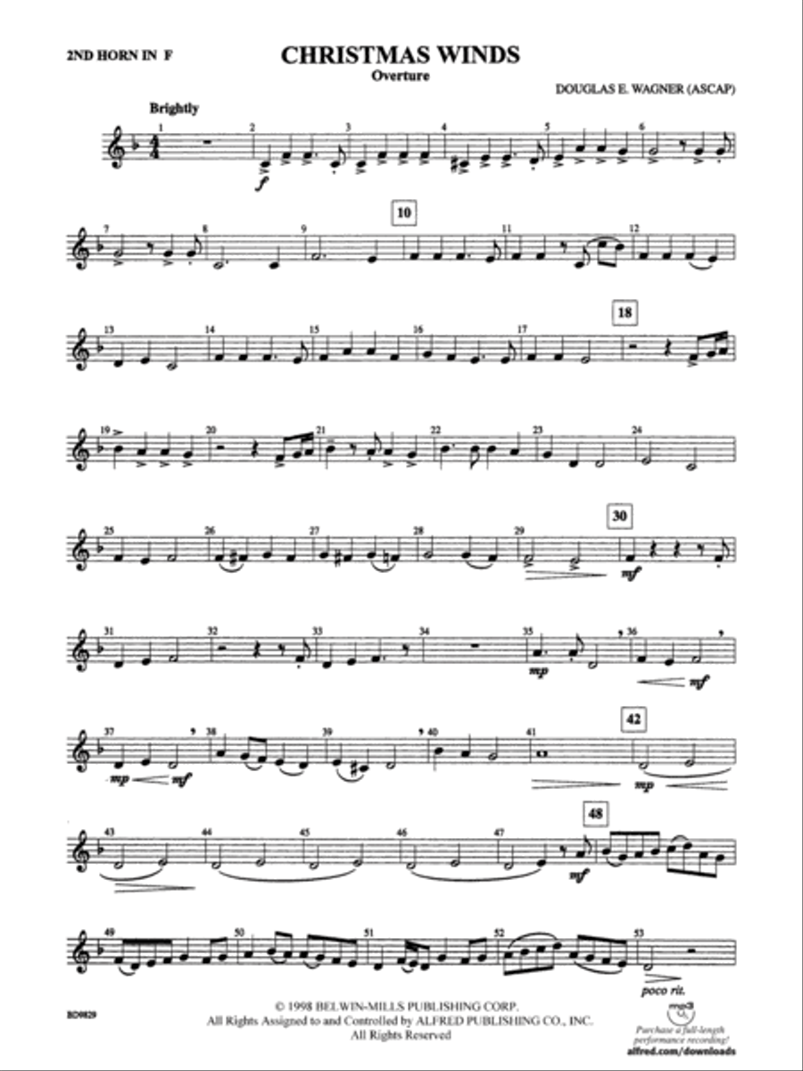 Christmas Winds (Overture): 2nd F Horn Concert Band scores gallery preview page 1