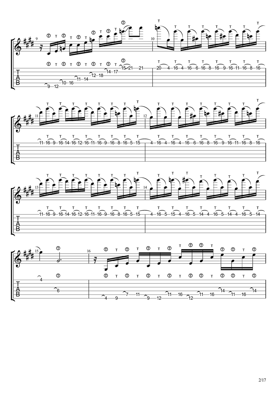 Moonlight Sonata C# Minor 3rd Movement solo Classical Guitar scores gallery preview page 2