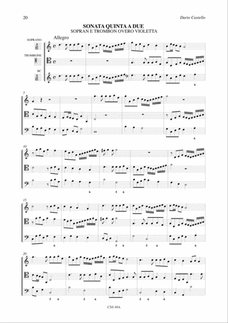 Instrumental Works - Vol. 2: Sonate concertate in stil moderno for one, two, three, four-parts and Continuo (Venezia, 1629) 4-Part scores gallery preview page 7