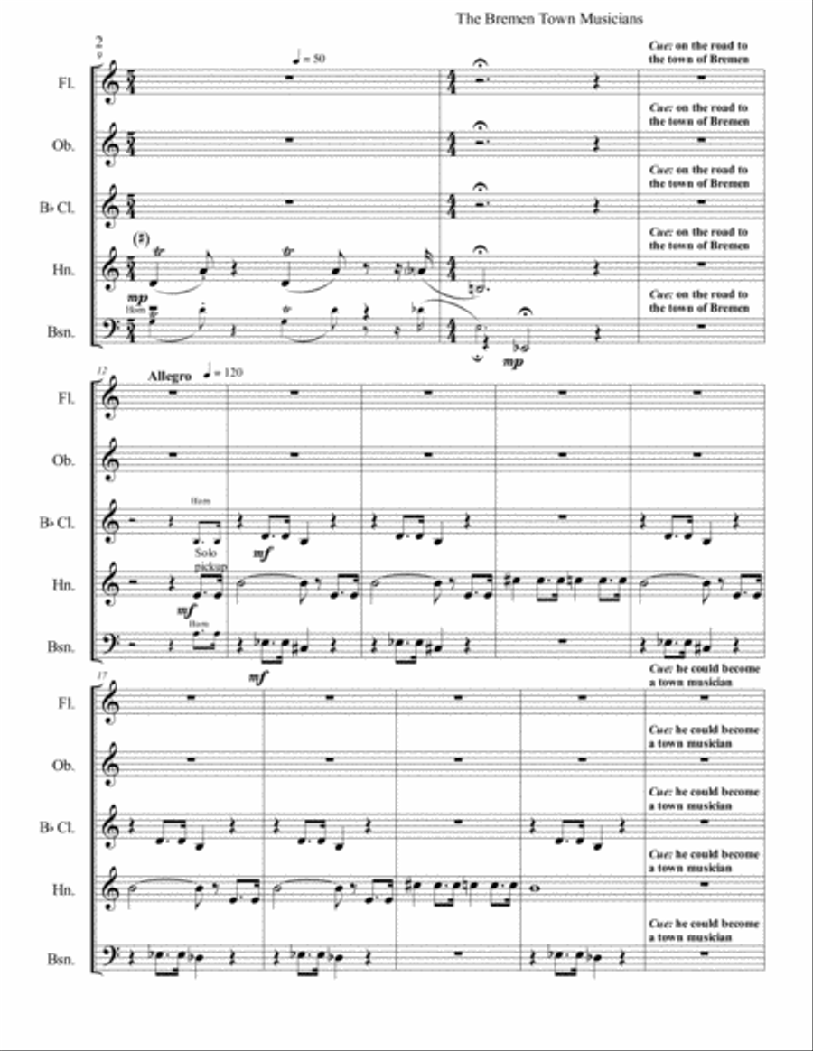 The Bremen Town Musicians: Grimms Fairy Tale with Different Instruments: for Wind Quintet and Narrat Woodwind Quintet scores gallery preview page 3