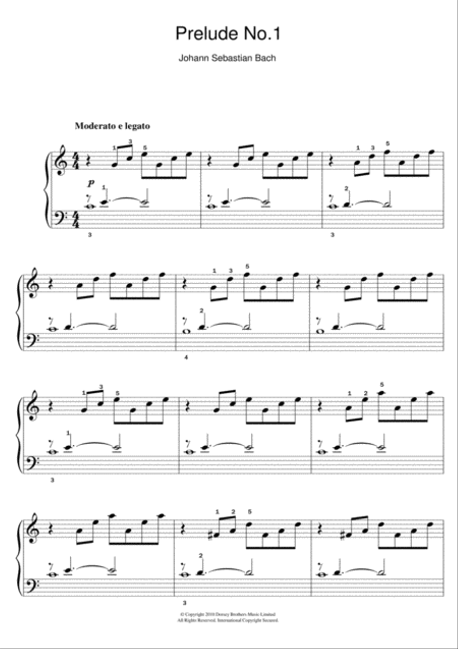 Prelude No.1 in C Major (from The Well-Tempered Clavier, Bk.1) Easy Piano scores gallery preview page 1