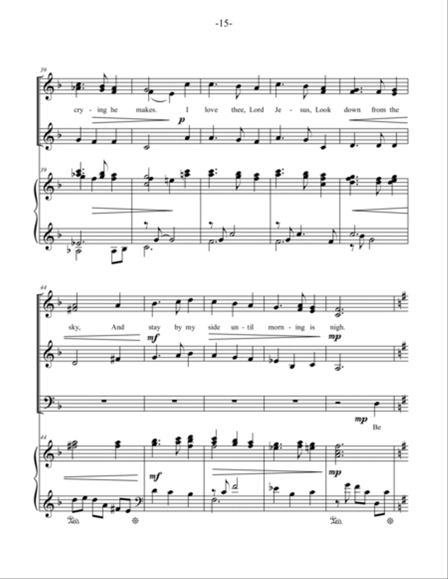 Away in a Manger for SSATB Choir, Piano and Flute Solo SSATB scores gallery preview page 5