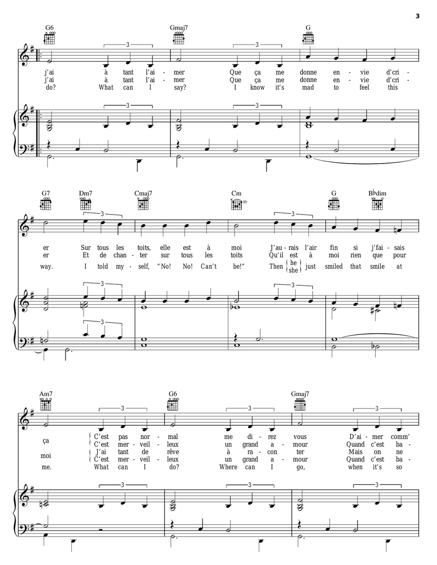 Mais Quest-Ce Que J'ai (What Can I Do) Piano, Vocal, Guitar scores gallery preview page 3