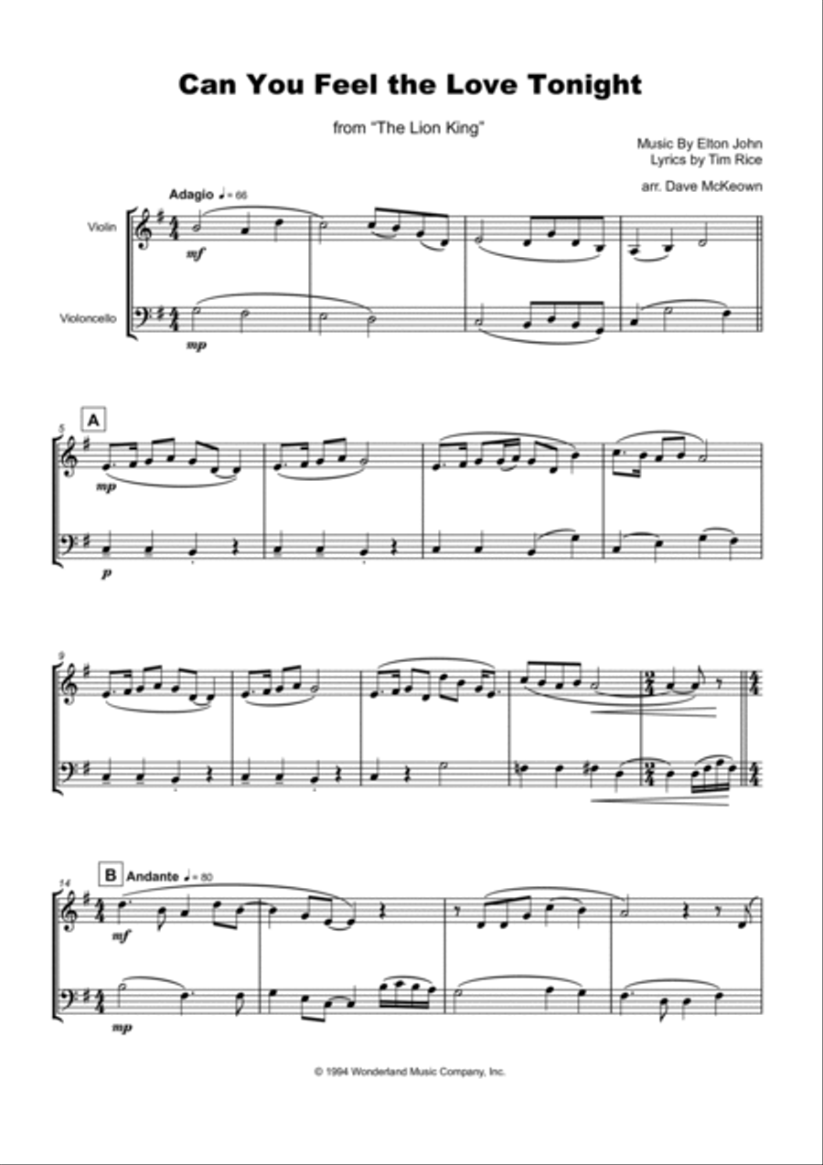 Can You Feel The Love Tonight String Duet scores gallery preview page 2