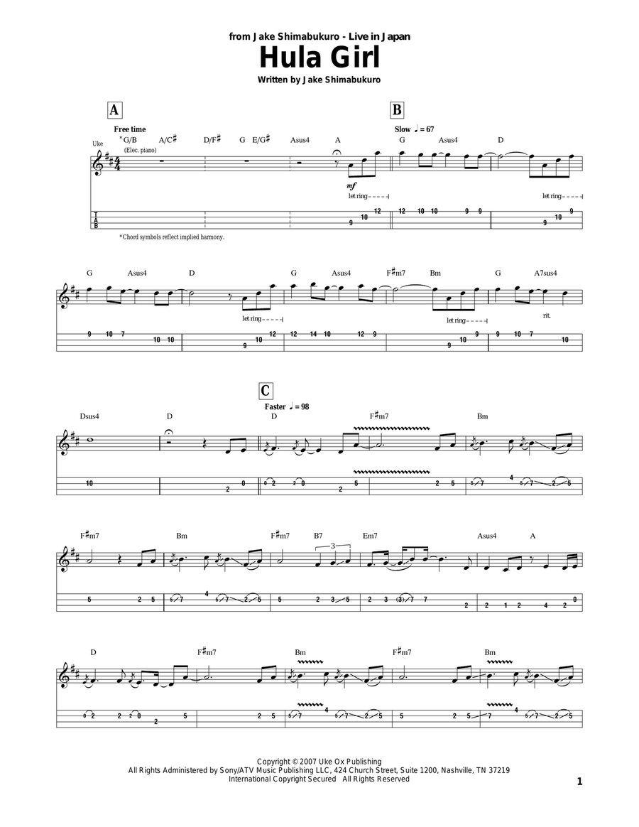 Hula Girl Hula Girl Ukulele scores gallery preview page 1